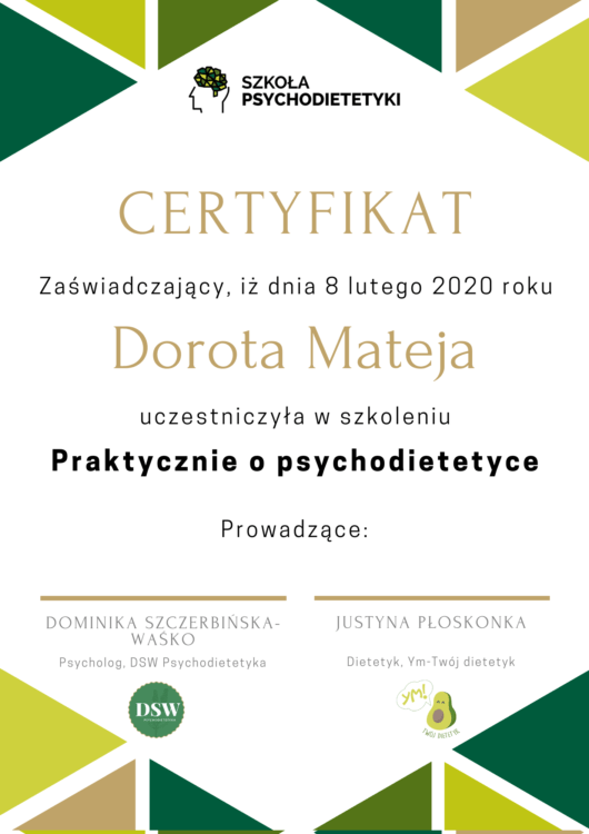 Praktycznie o psychodietetyce, Szkoła Psychodietetyki, 2020